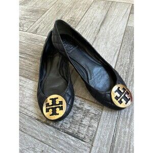 Tory Burch quilted flats gold emblem